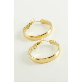 Lüks Çelik Halka Küpe 2,8 cm-Sarı