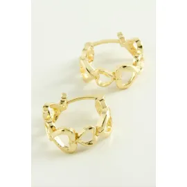 Kalp Kilitli Halka Küpe-Sarı