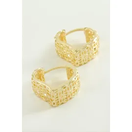 Kalp Kilitli Halka Küpe-Sarı