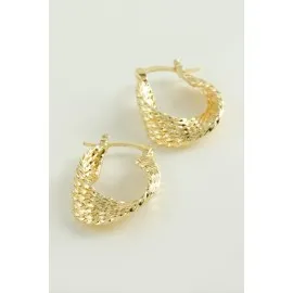 Burgulu Kilitli Halka Küpe-Sarı