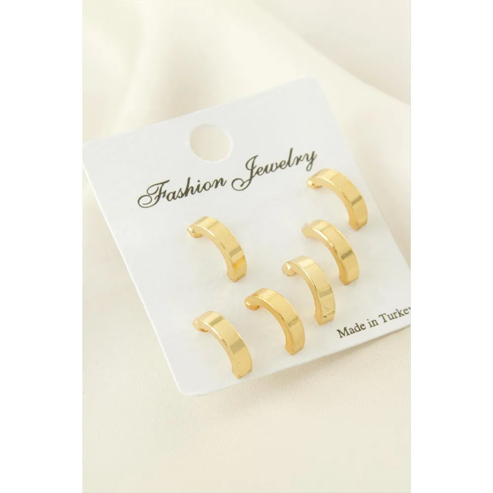 6 Adet Yarım Halka Küpe 1 cm-Sarı