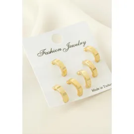 6 Adet Yarım Halka Küpe 1 cm-Sarı