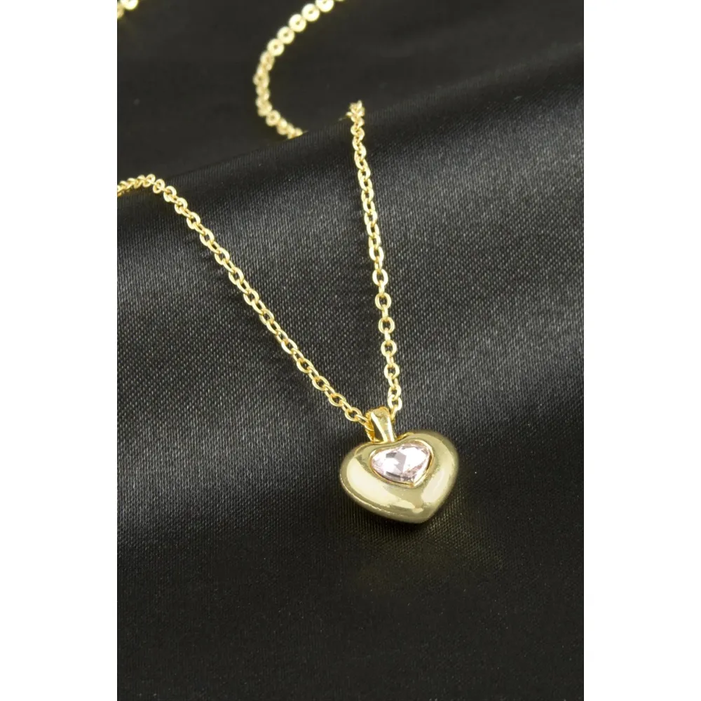 Kalp Taşlı Kolye-Sarı