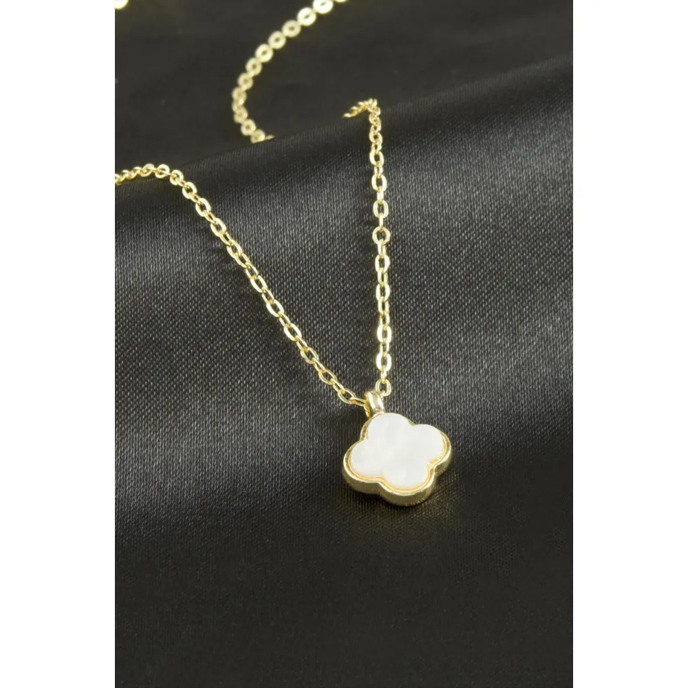 Çiçek Polyester Kolye-Krem