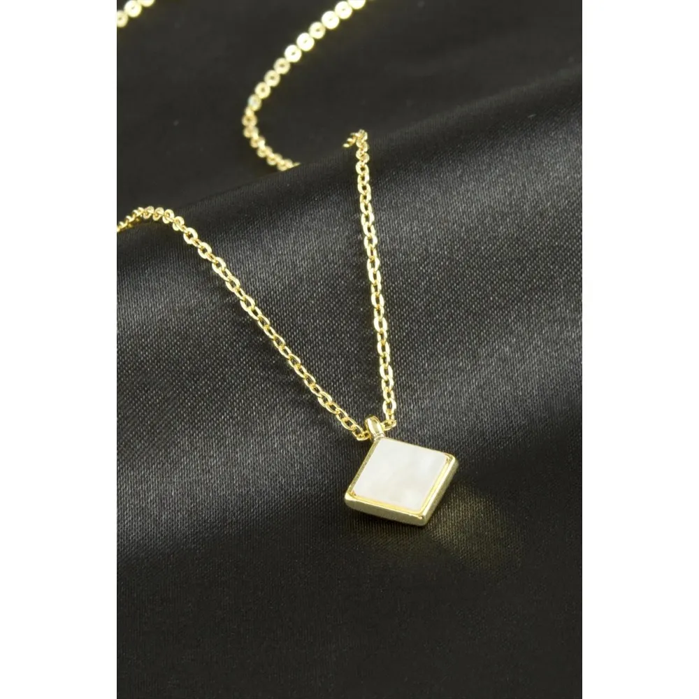 Kare Polyester Kolye-Siyah