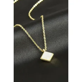 Kare Polyester Kolye-Siyah