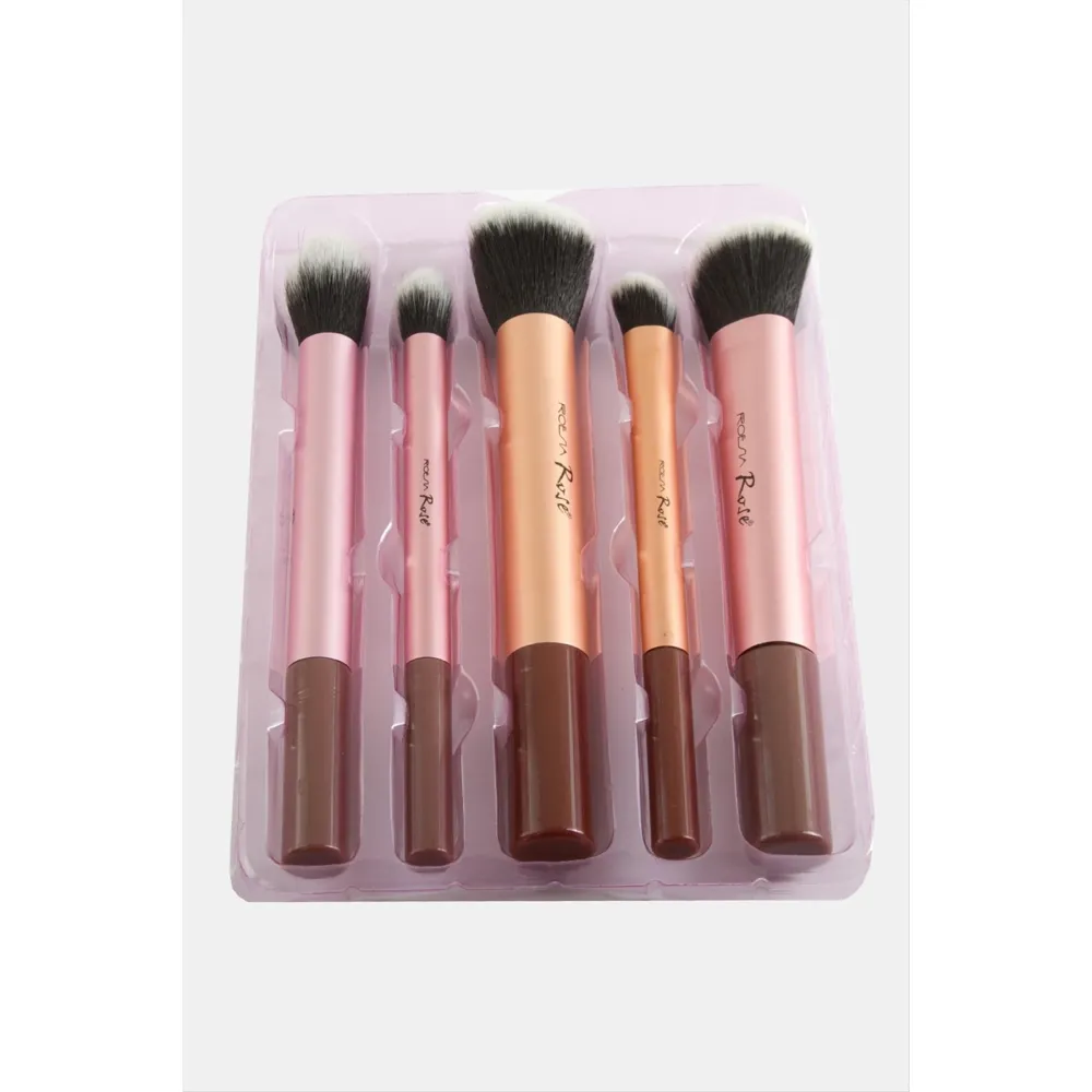 5 Adet Makyaj Fırça Seti-Kahverengi