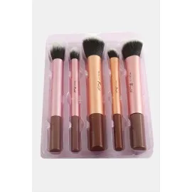 5 Adet Makyaj Fırça Seti-Kahverengi