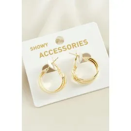 3 Sıra Trend Halka Küpe-Gümüş Rengi