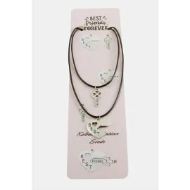 Kalp Anahtar Arkadaşlık Kolyeleri Çift Kolye-Siyah