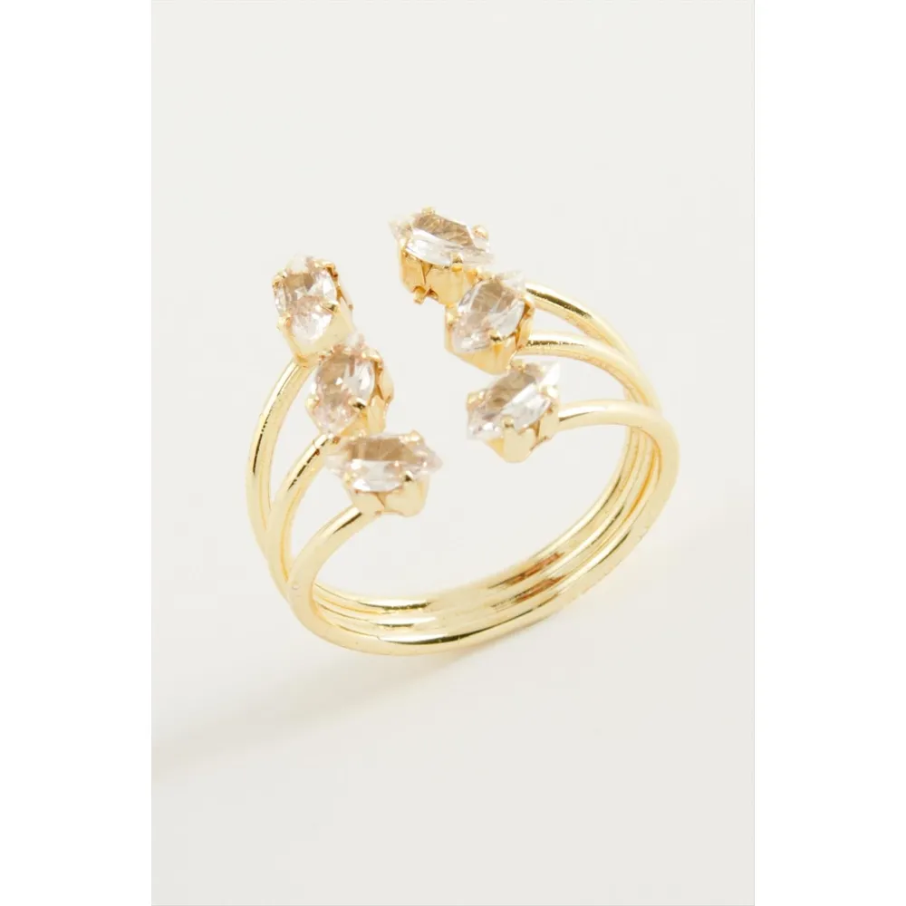 Oval Zirkon Taşlı Yüzük-Gümüş Rengi