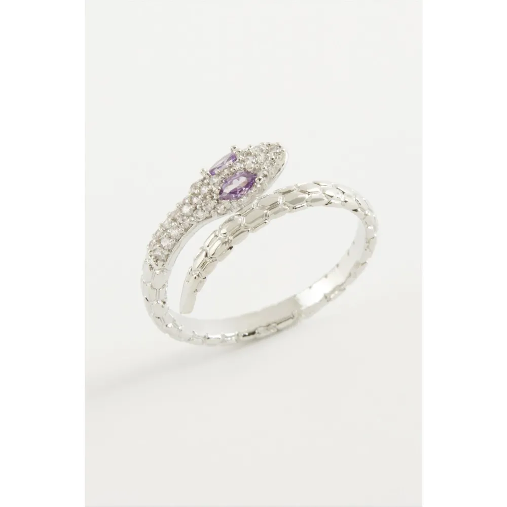 Yılan Zirkon Taşlı Yüzük-Sarı