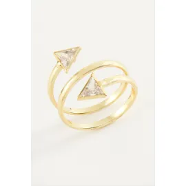 Üçgen Zirkon Taşlı Yüzük-Gümüş Rengi