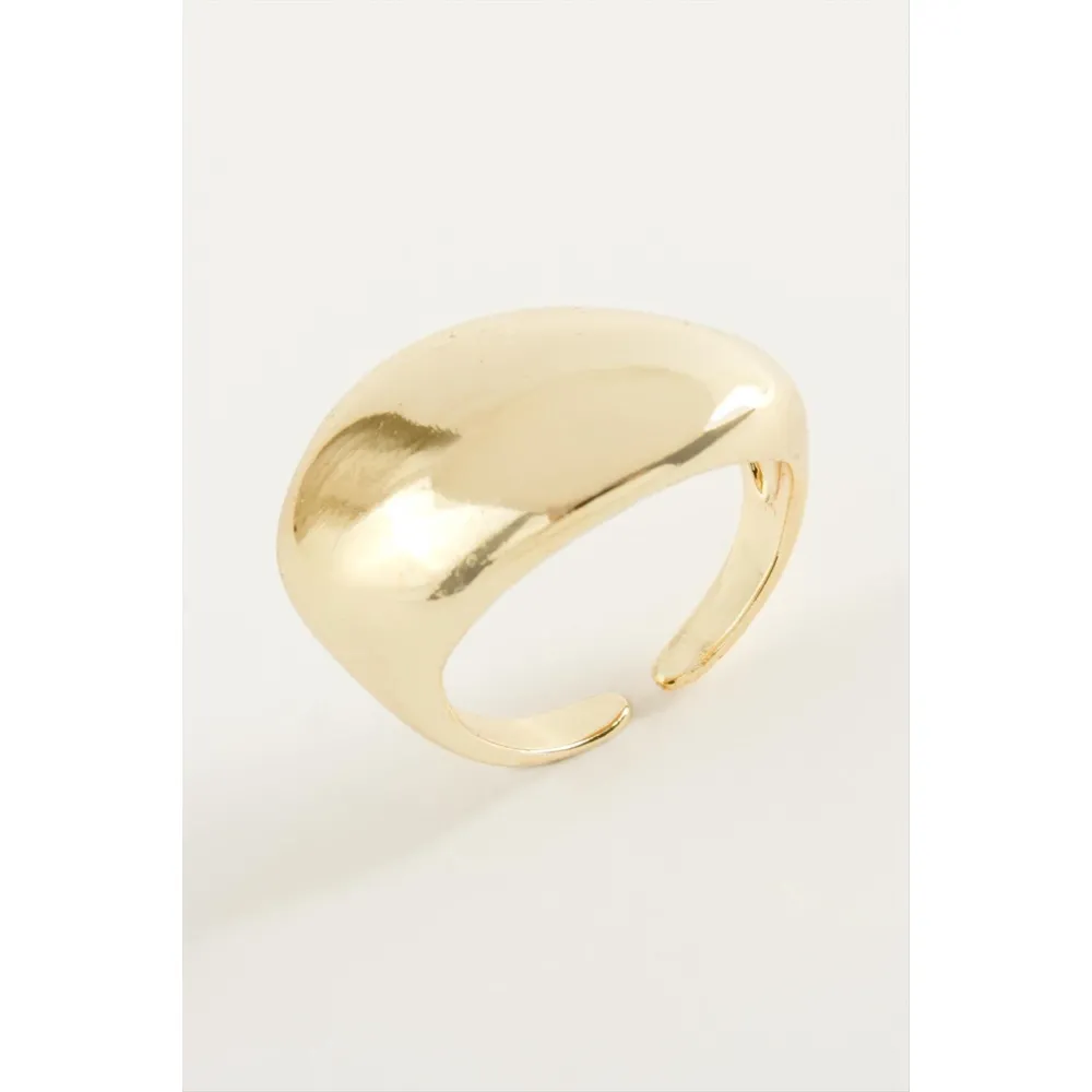 Oval Metal Yüzük-Sarı