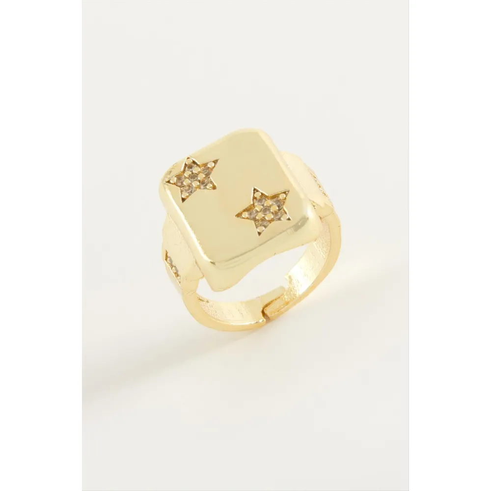 Yıldız Zirkon Taşlı Yüzük-Gümüş Rengi