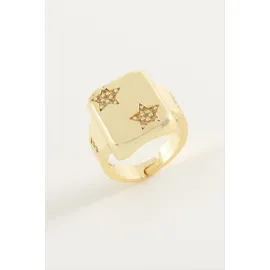 Yıldız Zirkon Taşlı Yüzük-Gümüş Rengi