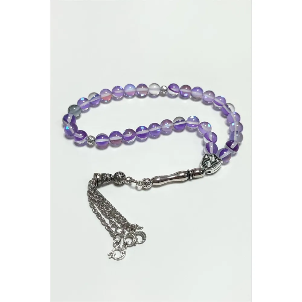 Neon Kuvars Doğaltaş Tesbih 8 Mm-Mor