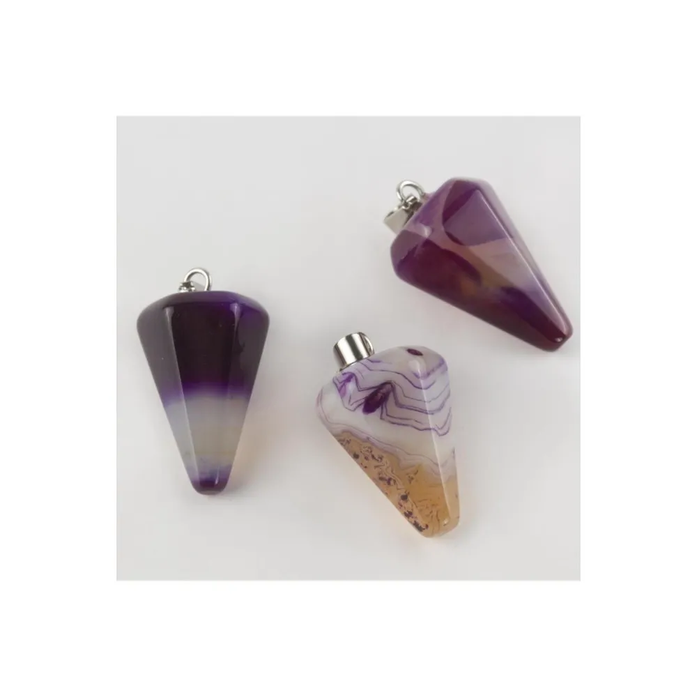 Akik Pandül Doğaltaş Kolye Ucu-Mor