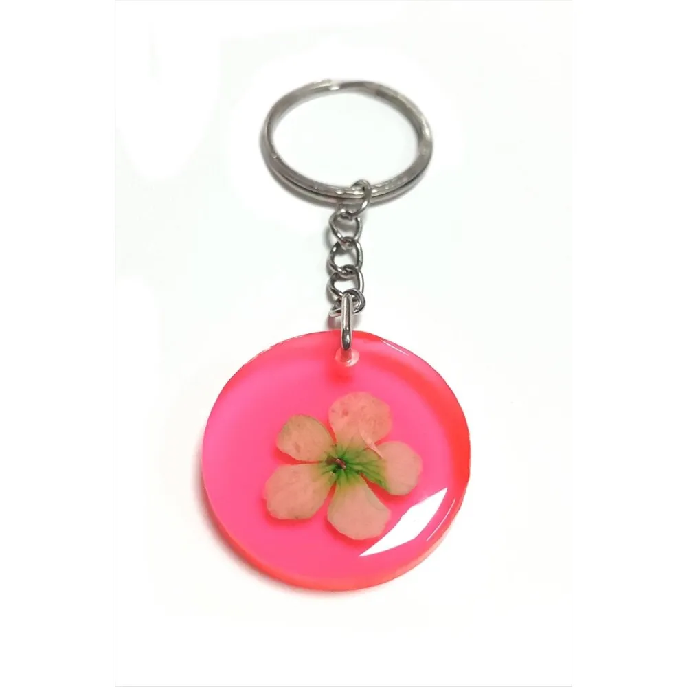 Kartopu Çiçeği Papatya Epoksi Anahtarlık-Açık Pembe