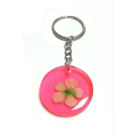 Kartopu Çiçeği Papatya Epoksi Anahtarlık-Açık Pembe