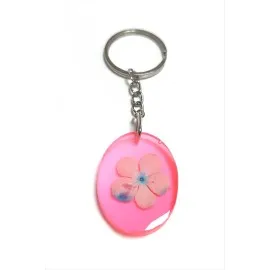Kartopu Çiçeği Oval Epoksi Anahtarlık-Açık Pembe