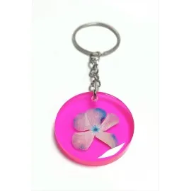 Kartopu Çiçeği Papatya Epoksi Anahtarlık-Fuşya