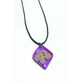Kartopu Çiçeği Baklava Dilimli Epoksi Kolye-Mor