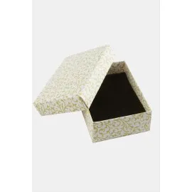 Çiçek Desenli Set Kolye Kutusu-Beyaz