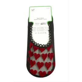 Kalp Dantel Babet Çorap-Kırmızı