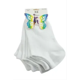 3 Çift Beyaz Renkli Snekars Çorap-Beyaz