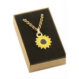 Ayçiçeği Mineli Kutulu Kolye-Sarı