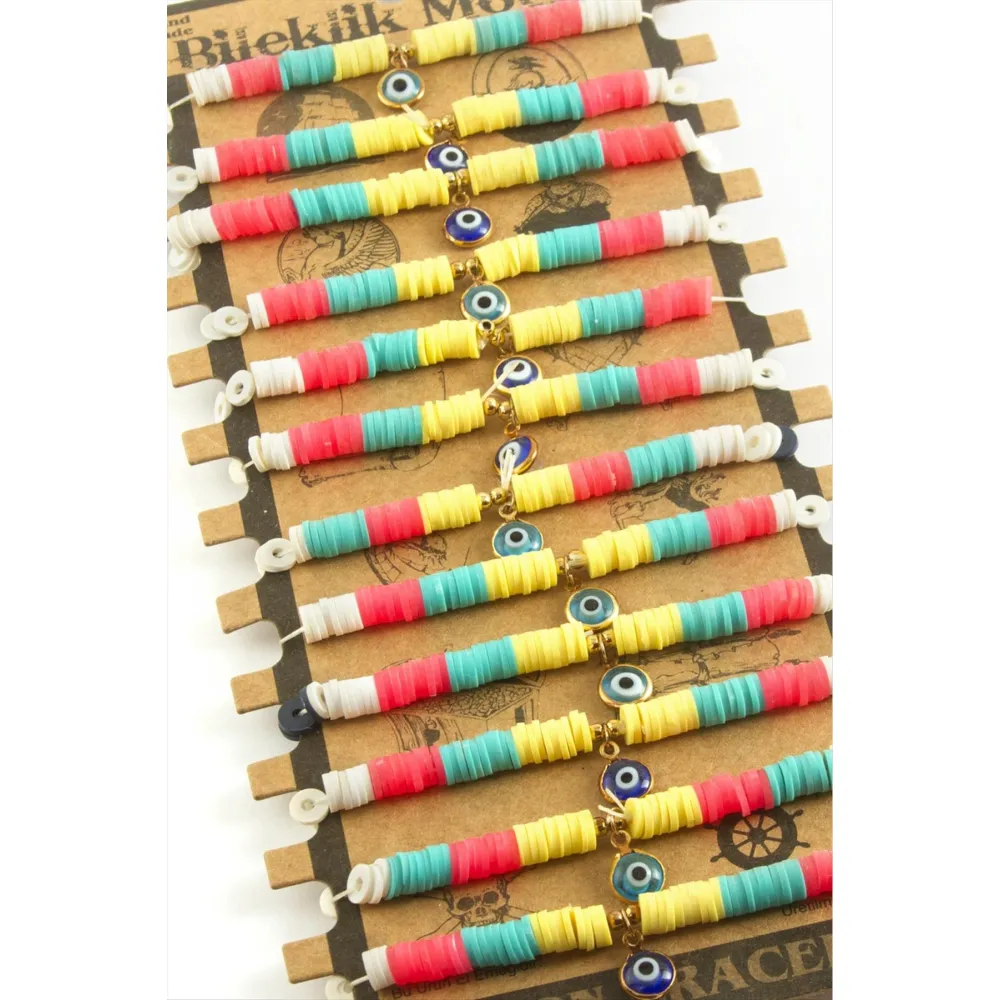 Nazar Fimo Boncuk Bileklik-Renkli