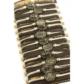 Metal Aparatlı Vinlex Deri Bileklik-Kahverengi