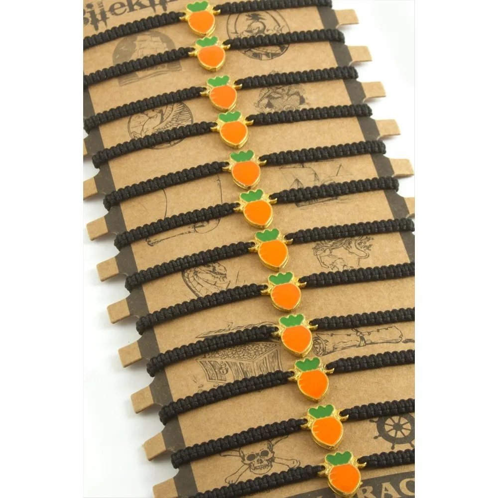 Ananas Makrome Örgülü Bileklik-Siyah