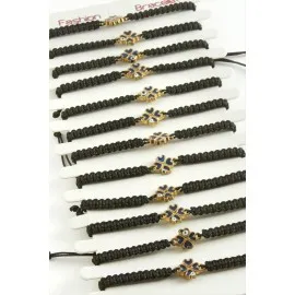 Yonca Makrome Örgülü Bileklik-Siyah