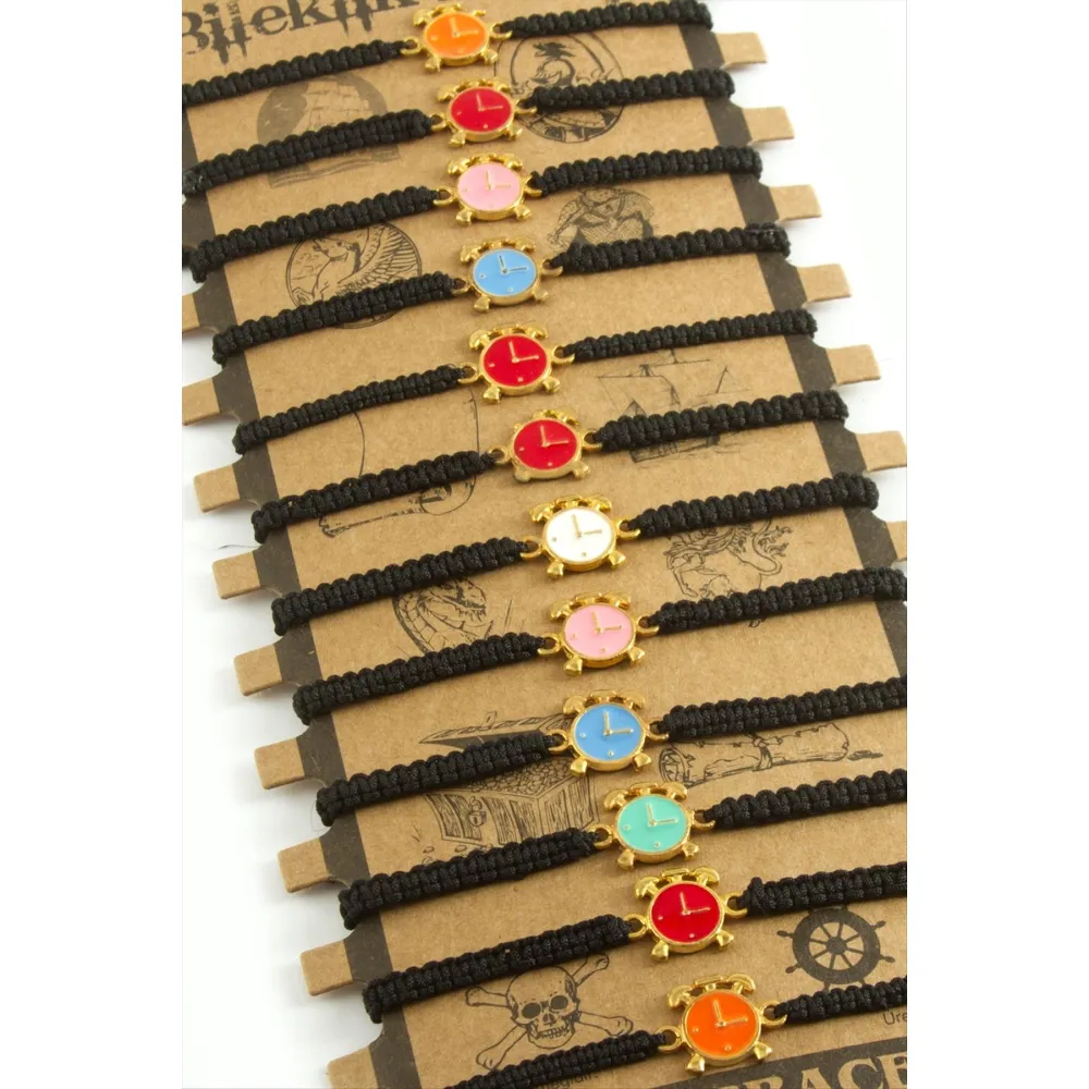 Yonca Makrome Örgülü Bileklik-Renkli