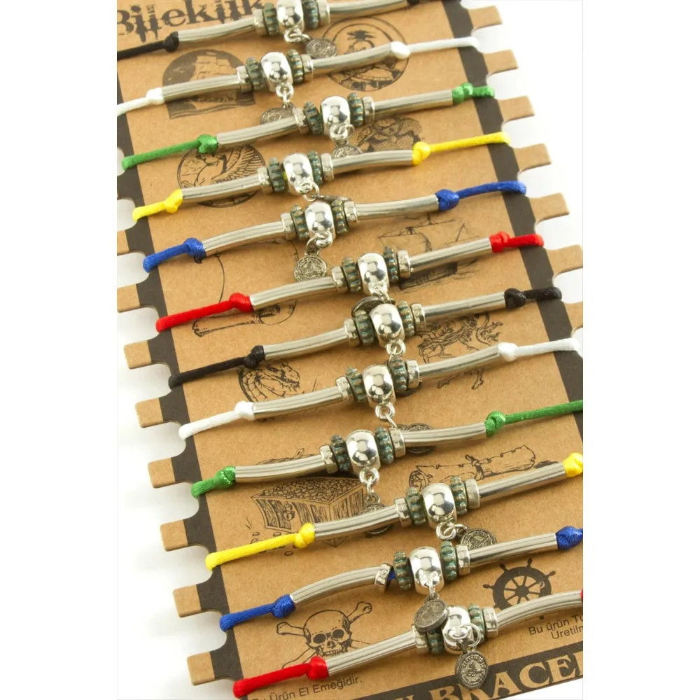 Tuğra Metal Aparatlı İp Bileklik-Renkli