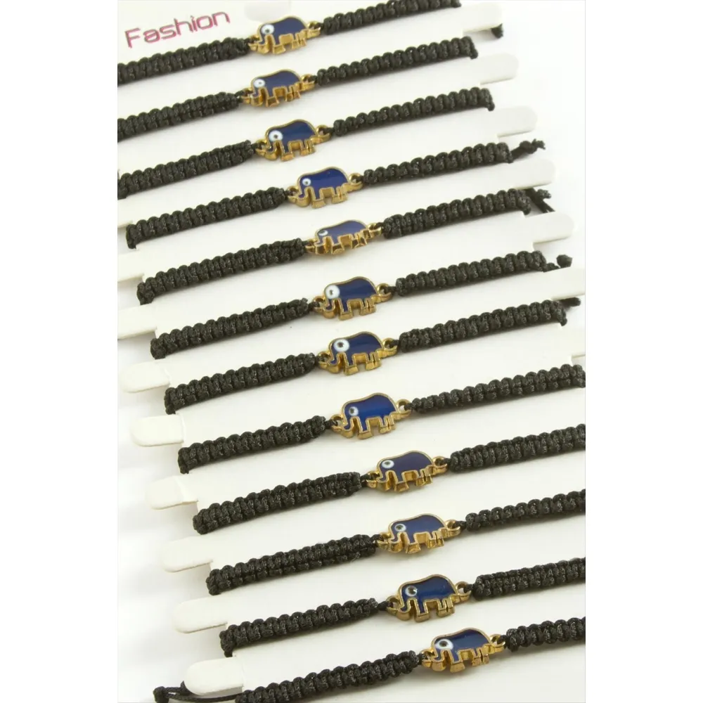 Fil Makrome Örgülü Bileklik-Siyah