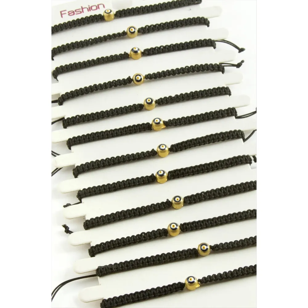 Nazar Makrome Örgülü Bileklik-Siyah