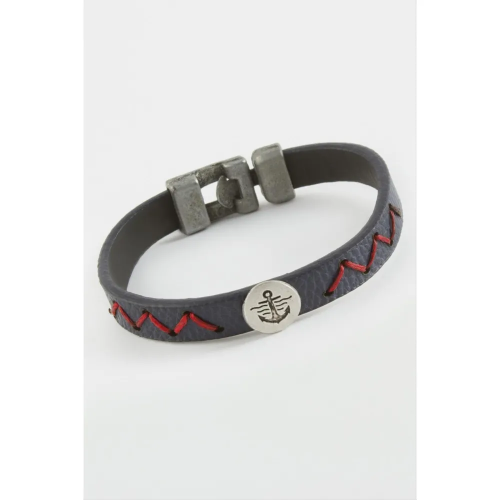 Çapa Kaliteli Suni Deri Bileklik-Lacivert