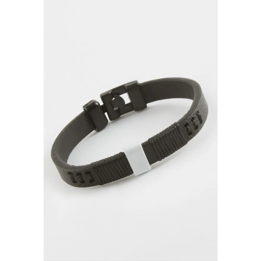 Taraftar Kaliteli Suni Deri Bileklik-Siyah