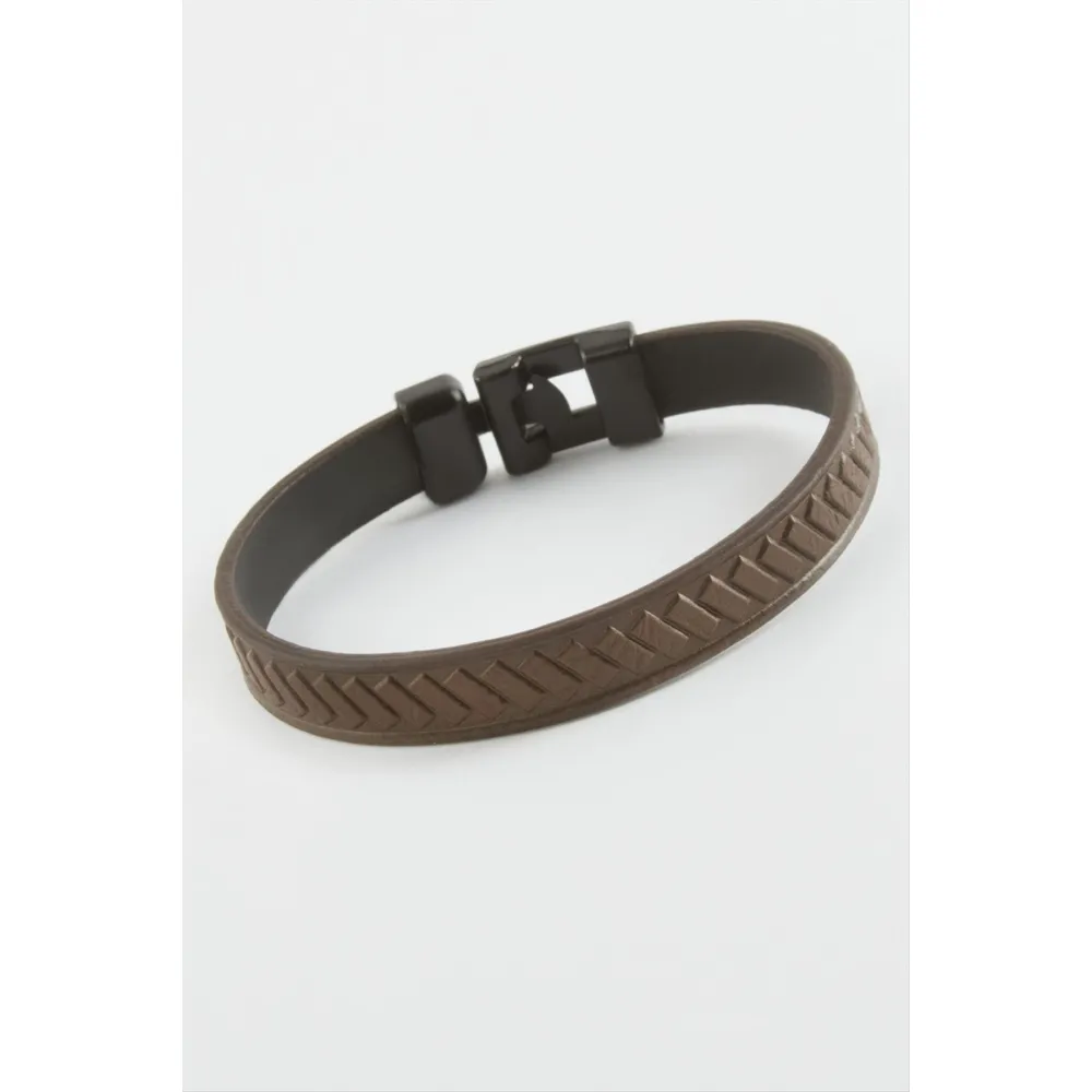 Çubuk Kaliteli Suni Deri Bileklik-Kahverengi