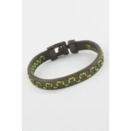 Labirent Kaliteli Suni Deri Bileklik-Yeşil