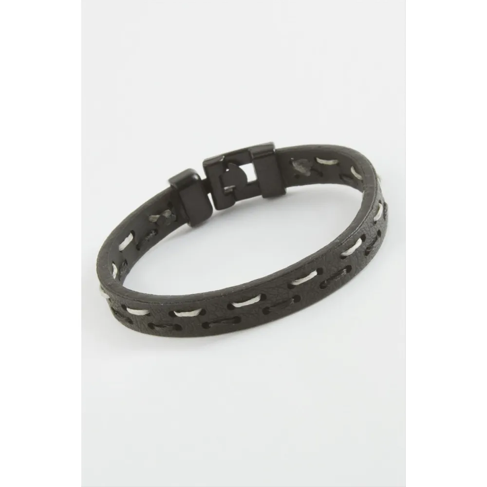 Taraftar Kaliteli Suni Deri Bileklik-Siyah