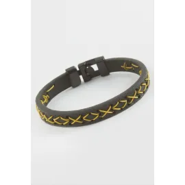 İpli Kaliteli Suni Deri Bileklik-Siyah