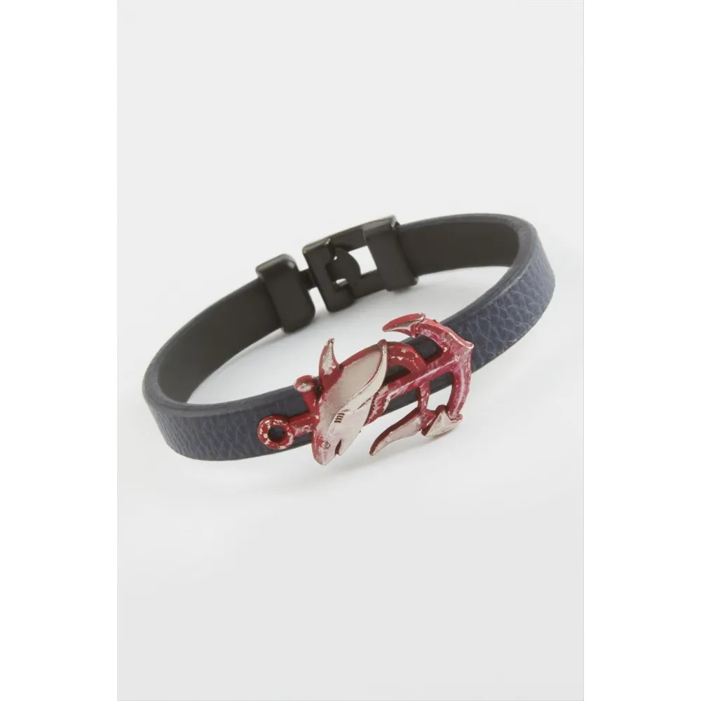 Çapa Kaliteli Suni Deri Bileklik-Lacivert