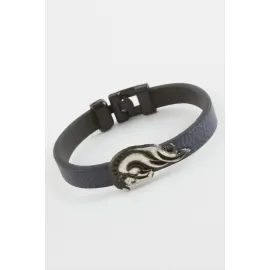 At Kaliteli Suni Deri Bileklik-Lacivert