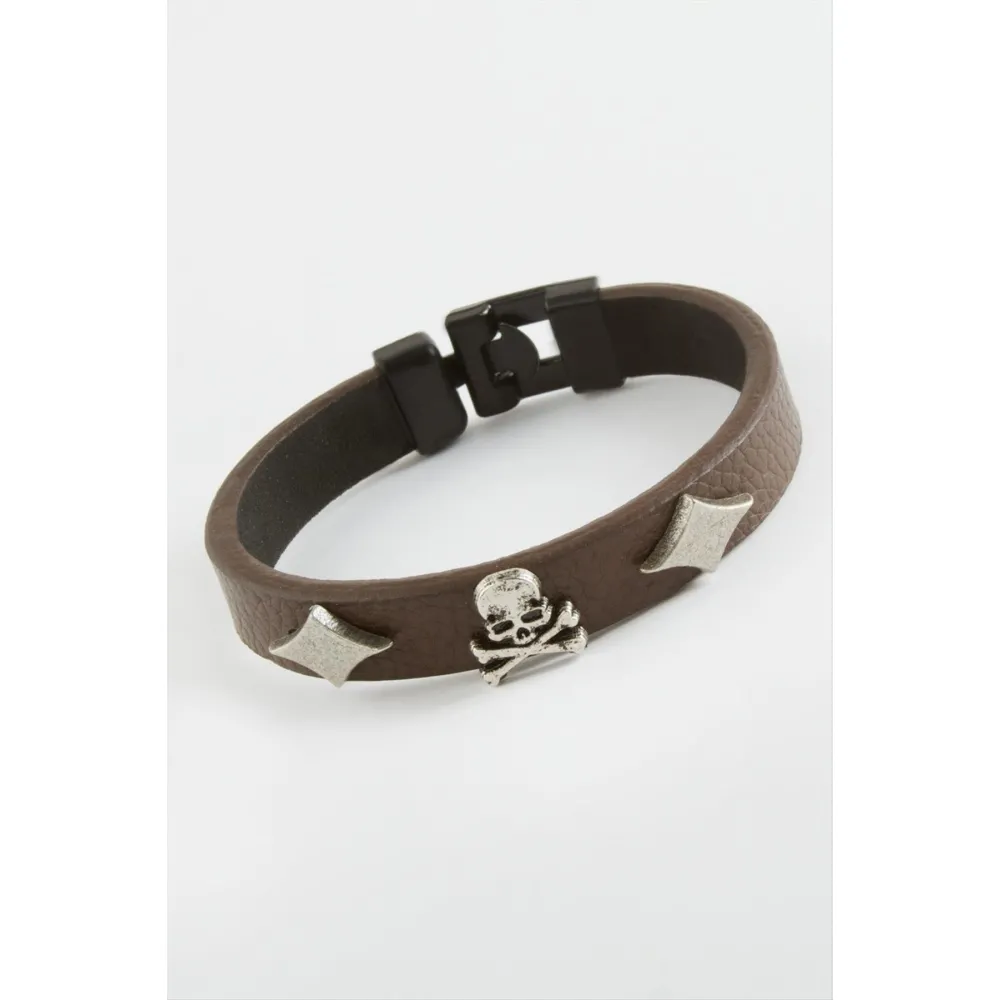 Kuru Kafa Kaliteli Suni Deri Bileklik-Kahverengi