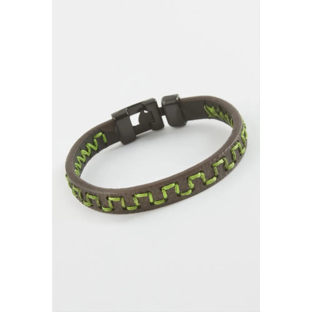 Labirent Kaliteli Suni Deri Bileklik-Kahverengi