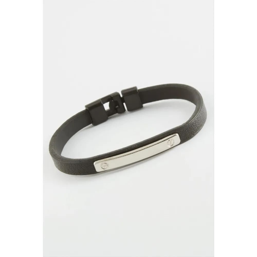 Çubuk Kaliteli Suni Deri Bileklik-Siyah